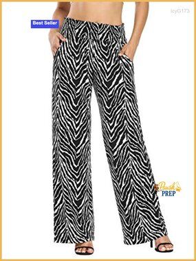 Boho Wide Leg Palazzo Pants High Waisted Lounge Beach Pants with Pockets